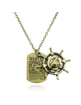 Collier et pendentif - One Piece - Affiche wanted Luffy   Barre Chapeau de paille 1 - Culture-Pop-France