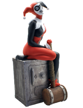 DC COMICS - TIRELIRE HARLEY QUINN SUR COFFRE-FORT Plastoy 1 - Culture-Pop-France