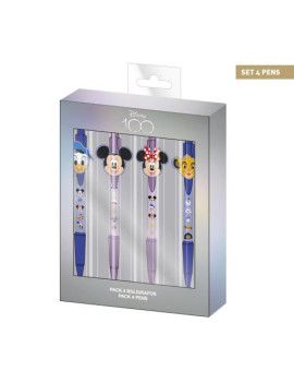 DISNEY 100 Ans - Personnages - Set de 4 Stylos à Bille Cerda 1 - Culture-Pop-France