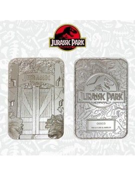 JURASSIC PARK - Portes d'entrées - Carte métal plaqué argent collector Fanattik 1 - Culture-Pop-France