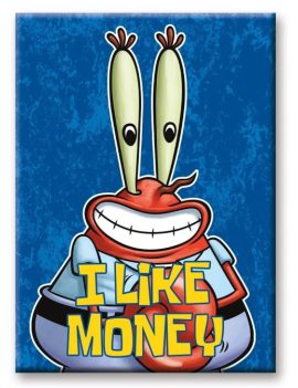 BOB L'EPONGE - J'aime l'Argent - aimant 6.3x8.9cm 1 - Culture-Pop-France