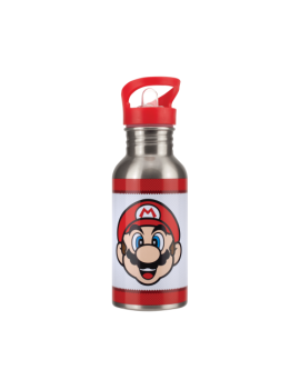 SUPER MARIO - Mario - Bouteille d'eau en métal avec Paille 480ml Paladone 1 - Culture-Pop-France