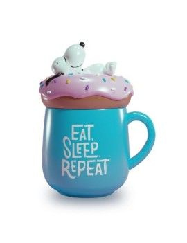 SNOOPY - Eat-Sleep-Repeat - Mug 3D   Couvercle - 500 ml 1 - Culture-Pop-France