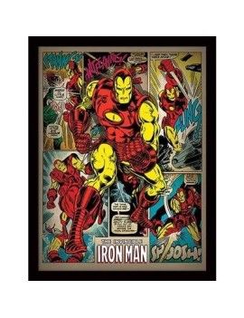 IRON MAN - Retro - Impression encadrée 30x40cm Pyramid 1 - Culture-Pop-France