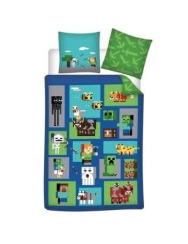 MINECRAFT - Parure de lit 140x200cm AyMax 1 - Culture-Pop-France
