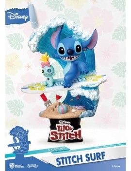 DISNEY - Stitch Surf - Diorama D-Stage Summer Series 15cm Beast Kingdom 1 - Culture-Pop-France