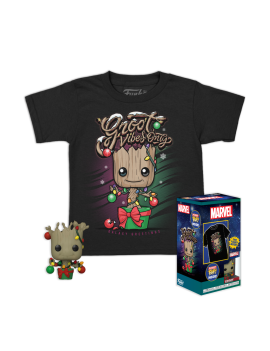 LES GARDIENS DE LA GALAXIE - Pocket POP - Holiday Groot   T-shirt (9-10ans) Funko Tees 1 - Culture-Pop-France