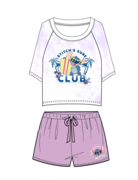 DISNEY- Stitch's Surf Club - Pyjama Femme Court Violet (M) 1 - Culture-Pop-France
