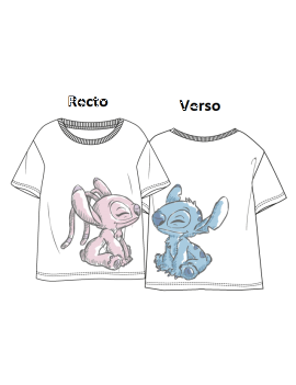 LILO & STITCH - Stitch & Angel - T-Shirt Unisex Blanc (XL) 1 - Culture-Pop-France