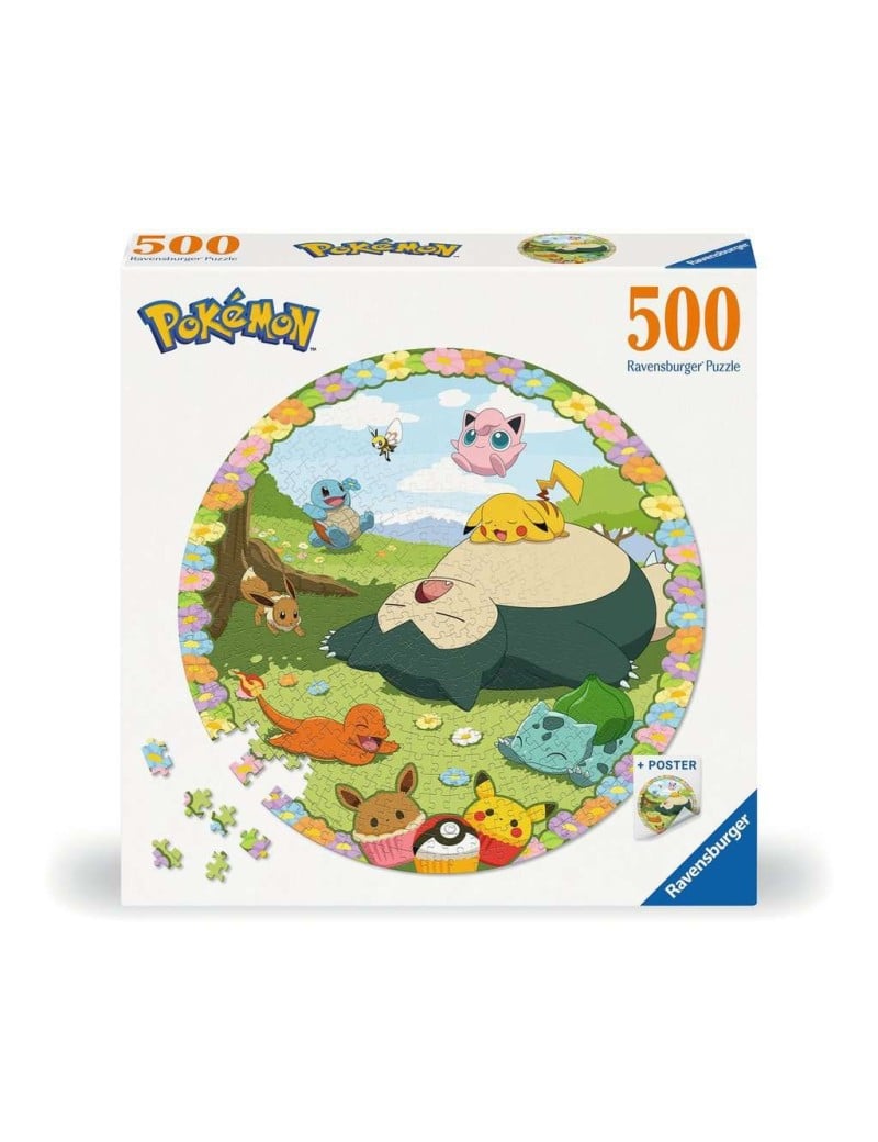 POKEMON - Puzzle Rond 500p - Pokemon en fleurs