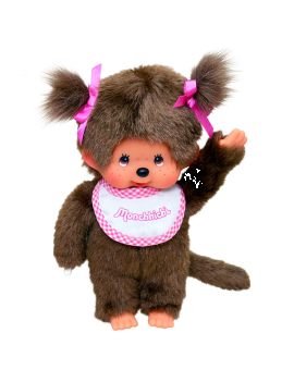 MONCHHICHI - Fille Bavoir Rose & Blanc - Peluche 20cm Bandai Red 1 - Culture-Pop-France