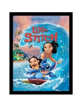 LILO ET STITCH - Surf sur vague - Impression encadrée 30x40cm Pyramid 1 - Culture-Pop-France