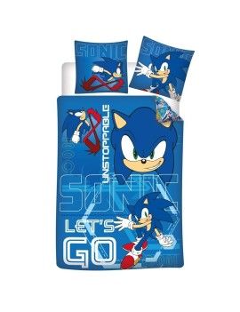 SONIC - Parure de lit 140x200cm   65x65cm - Let's Go AyMax 1 - Culture-Pop-France