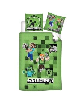 MINECRAFT - Parure de lit 140x200cm   65x65cm AyMax 1 - Culture-Pop-France
