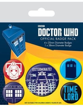 DOCTOR WHO - Pack 5 Badges - Exterminate Pyramid 1 - Culture-Pop-France