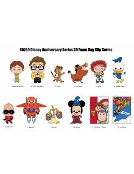 DISNEY ANNIVERSARY - Series 1 - 3D Foam Bag Clip (Display 24 Pcs) Monogram 1 - Culture-Pop-France
