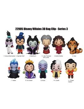 DISNEY VILLAINS - Series 3 - 3D Foam Bag Clip (Display 24 Pcs) Monogram 1 - Culture-Pop-France