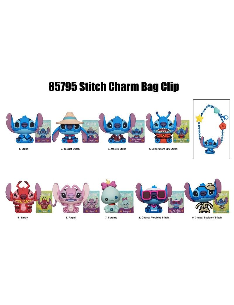 DISNEY - Stitch - Charm Bag Clip (Display 24 Pcs) Monogram 1 - Culture-Pop-France DISNEY - Stitch - Charm Bag Clip (Display 24 Pcs) Monogram 1 - Culture-Pop-France