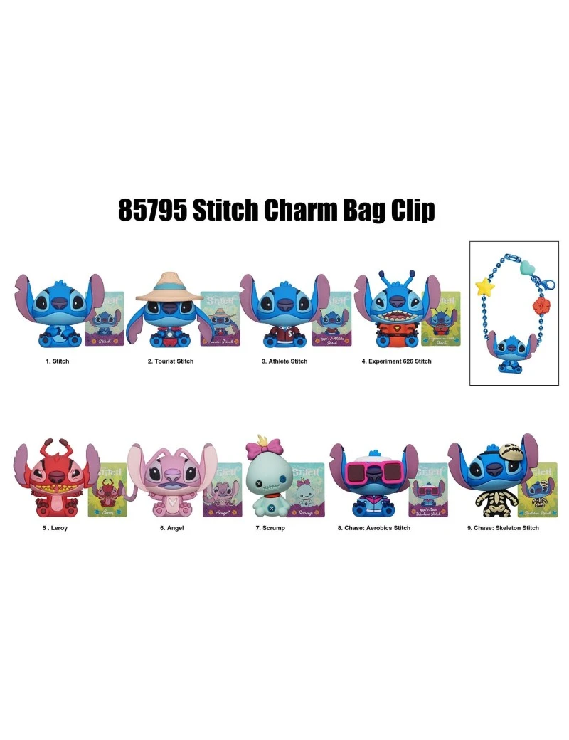 DISNEY - Stitch - Charm Bag Clip (Display 24 Pcs) Monogram 1 - Culture-Pop-France DISNEY - Stitch - Charm Bag Clip (Display 24 Pcs) Monogram 1 - Culture-Pop-France