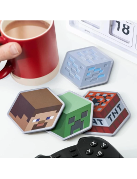 MINECRAFT - Set de 4 Sous-Verre en Métal