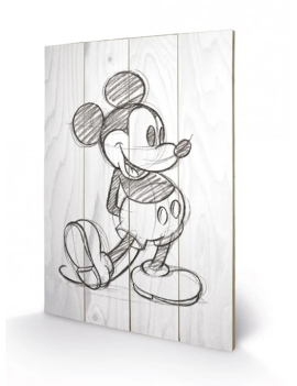 DISNEY - Mickey Mouse Black / White - Impression sur bois 40x59cm