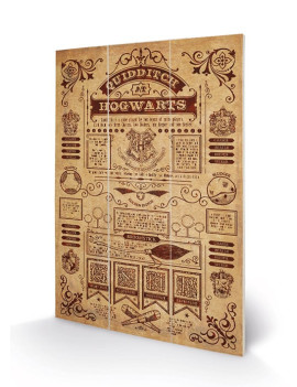 HARRY POTTER - Quidditch at Hogwarts - Impression sur bois 20x29.5