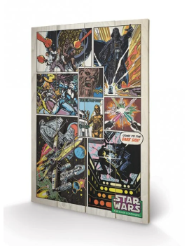 STAR WARS - Retro Comic - Impression sur bois 40x59cm