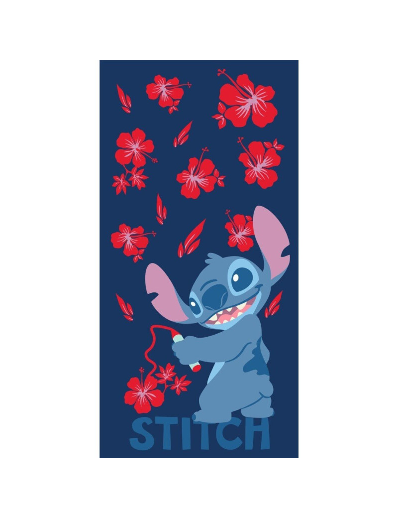 DISNEY - Stitch "Fleurs" - Serviette de Plage 100% Coton - 70x140cm DISNEY - Stitch "Fleurs" - Serviette de Plage 100% Coton - 70x140cm