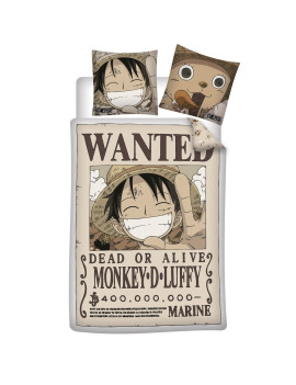 ONE PIECE - Luffy "Wanted" - Parure de lit 140x200cm   65x65cm