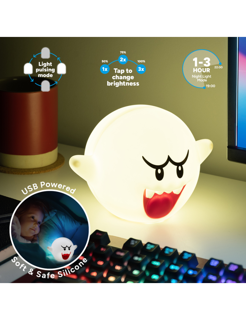 SUPER MARIO - Boo - Lampe en Silicone Rechargeable 15cm SUPER MARIO - Boo - Lampe en Silicone Rechargeable 15cm