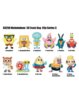 NICKELODEON - Nickelodeon Classic - 3D Foam Bag Clip (Display 24 Pcs)