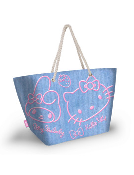 HELLO KITTY & MELODY - Denim - Sac de Plage '52x37x17cm'