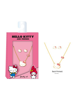 HELLO KITTY - Set Collier   1 Paire de Boucles d'oreilles - 3 Pc.