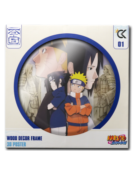 NARUTO SHIPPUDEN - Naruto & Sasuke -Wood Decor Frame 3D Poster 30x30cm