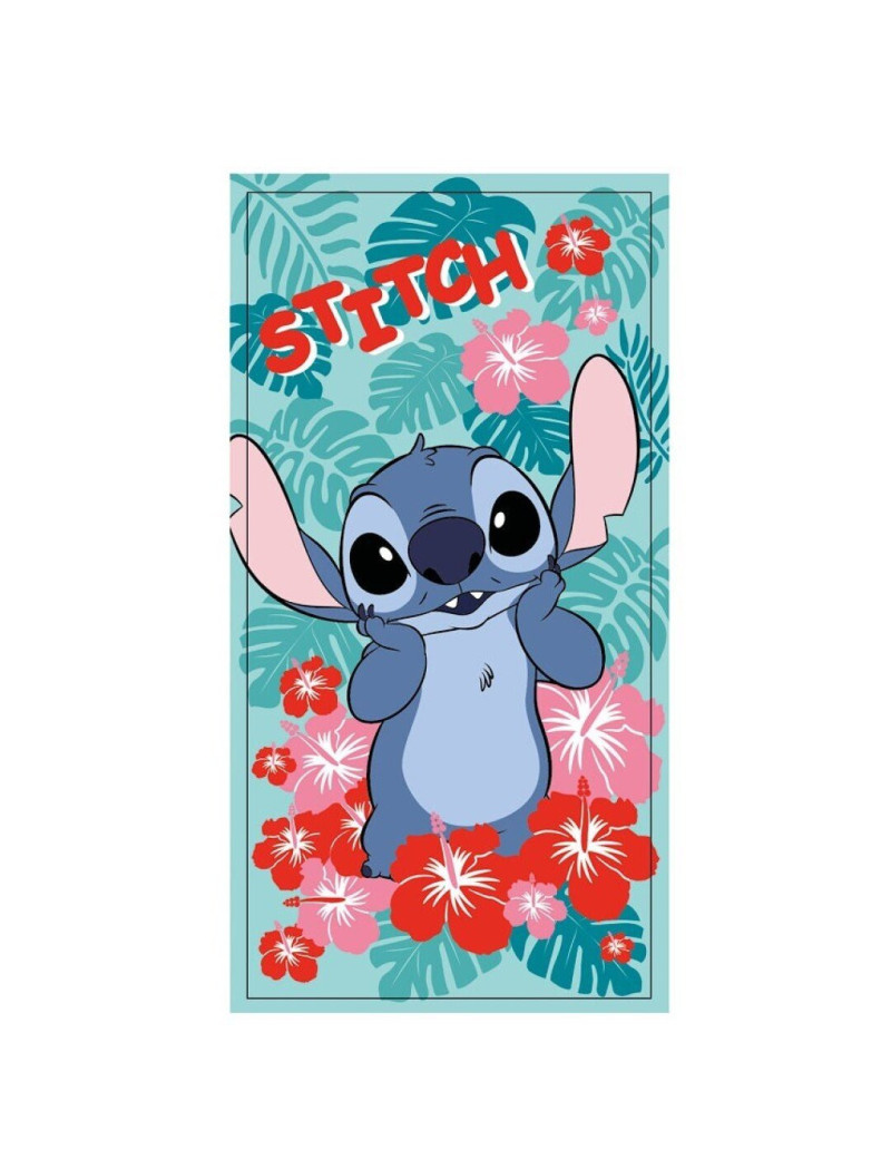 DISNEY - Stitch Fleurs rouges - Serviette de Plage 70x140cm DISNEY - Stitch Fleurs rouges - Serviette de Plage 70x140cm