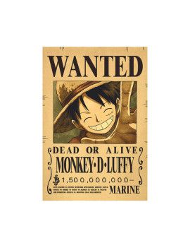 Affiche Wanted Monkey.D.Luffy 1 500 000 000 Berrys  /- 42 X 28.5 - One piece 1 - Culture-Pop-France