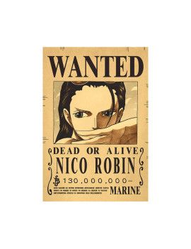 Affiche Wanted Nico Robin 130 000 000 Berrys  /- 42 X 28.5 - One piece 1 - Culture-Pop-France