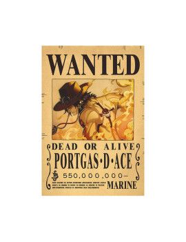 Affiche Wanted Portgas.D.Ace 550 000 000 Berrys  /- 42 X 28.5 - One piece 1 - Culture-Pop-France