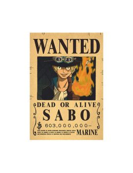 Affiche Wanted Sabo 603 000 000 Berrys  /- 42 X 28.5 - One piece 1 - Culture-Pop-France