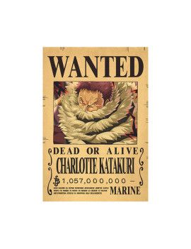 Affiche Wanted Charlotte Katakuri 1 057 000 000 Berrys  /- 42 X 28.5 - One piece 1 - Culture-Pop-France