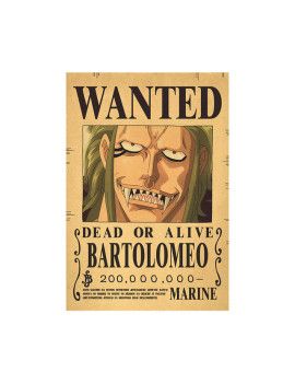 Affiche Wanted Bartolomeo 200 000 000 Berrys  /- 42 X 28.5 - One piece 1 - Culture-Pop-France