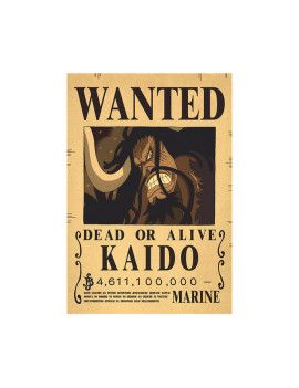 Affiche Wanted Kaido 4 611 100 000 Berrys  /- 42 X 28.5 - One piece 1 - Culture-Pop-France