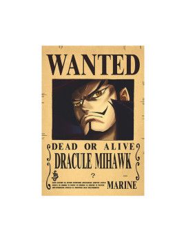 Affiche Wanted Dracule Mihawk  /- 42 X 28.5 - One piece 1 - Culture-Pop-France