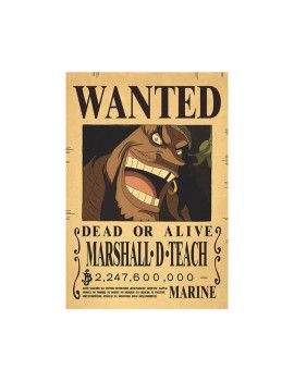 Affiche Wanted Marshall.D.Teach 2 247 600 000 Berrys  /- 42 X 28.5 - One piece 1 - Culture-Pop-France