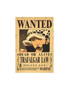 Affiche Wanted Trafalgar Law 500 000 000 Berrys  /- 42 X 28.5 - One piece 1 - Culture-Pop-France