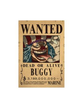 Affiche Wanted Buggy 3 189 000 000 Berrys /- 42 X 28.5 - One piece 1 - Culture-Pop-France