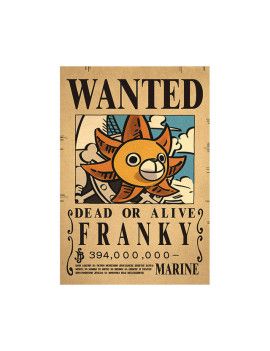 Affiche Wanted Franky 394 000 000 Berrys /- 42 X 28.5 - One piece 1 - Culture-Pop-France
