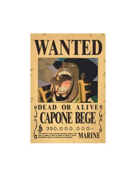 Affiche Wanted Capone Bege 350 000 000 Berries  /- 42 X 28.5 - One piece 1 - Culture-Pop-France