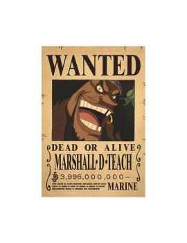Affiche Wanted Marshall.D.Teach 3 996 000 000 Berries  /- 42 X 28.5 - One piece 1 - Culture-Pop-France