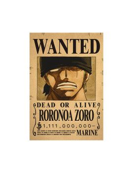 Affiche Wanted Roronoa Zoro 1 111 000 000 Berries  /- 42 X 28.5 - One piece 1 - Culture-Pop-France